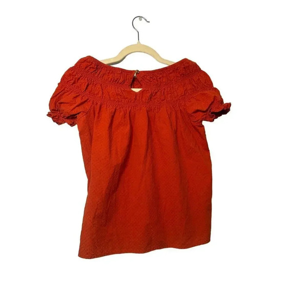 Copper Key Smocked Top Size Medium Orange Off Shoulder - Picture 1 of 7